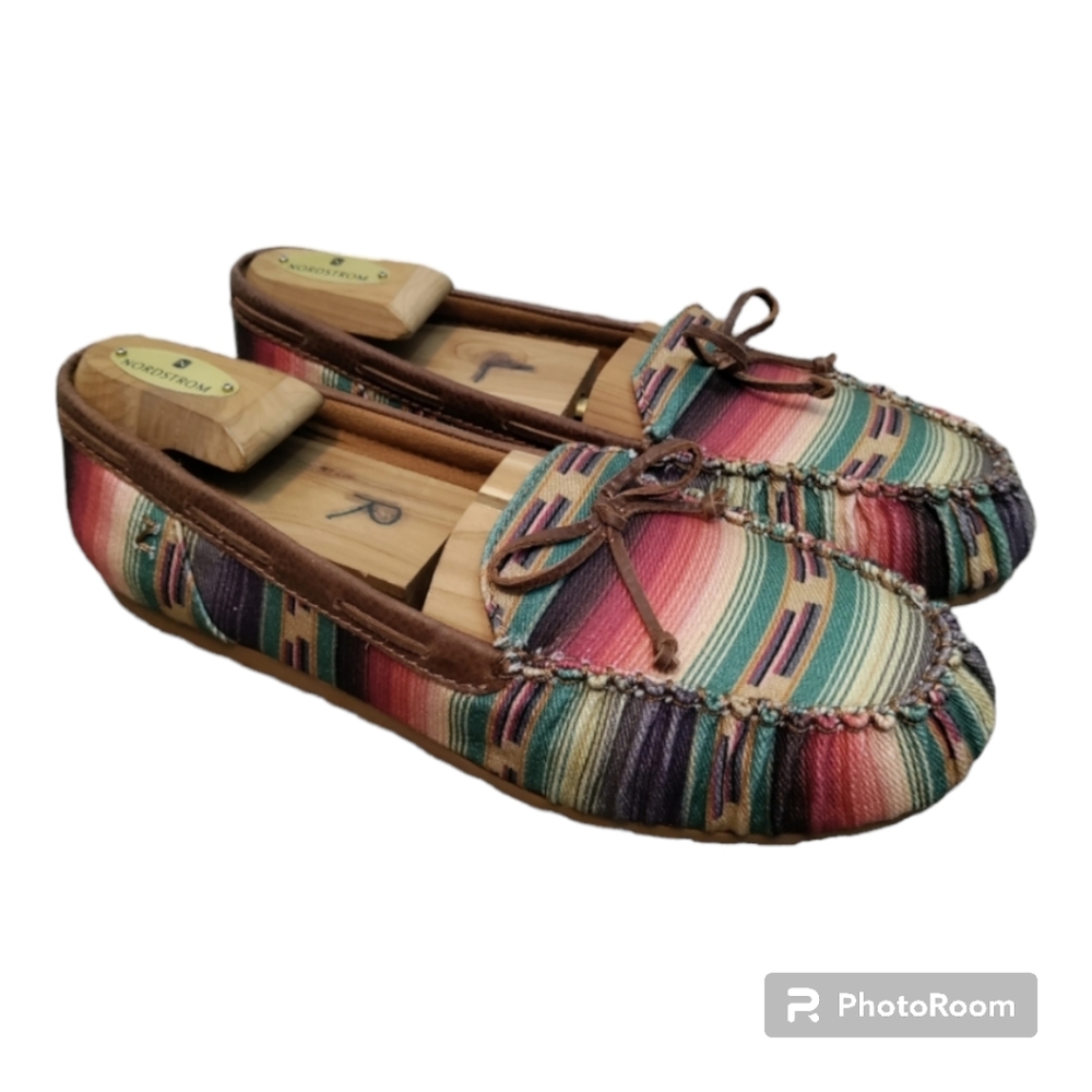 Zodiac Womens MultiColor Aztec Print Canvas Slip On Tassled Shoe Size 11M  NWOT